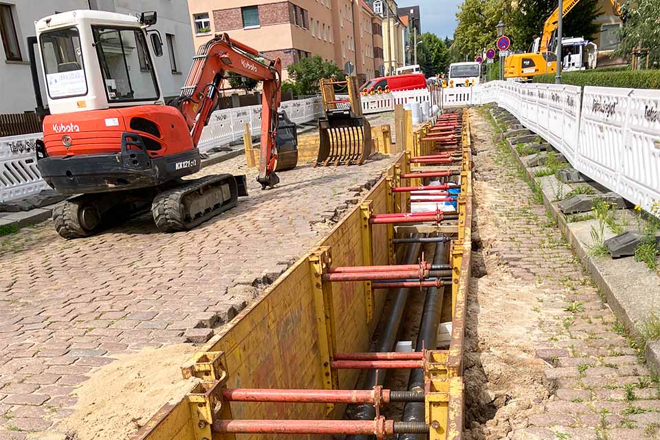 Baustelle im Rahmen einer Leitungsverlegung